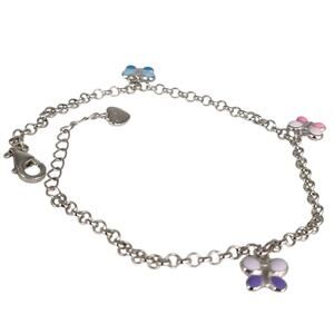 925 Sterling Silver Multi - Color butterfly charm Adjustable Bracelet 8"